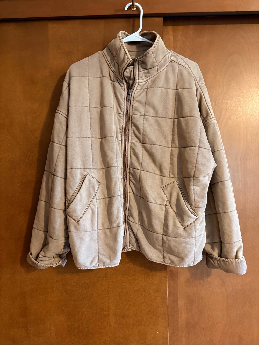 By Together Tan Quilted Bomber Jacket
